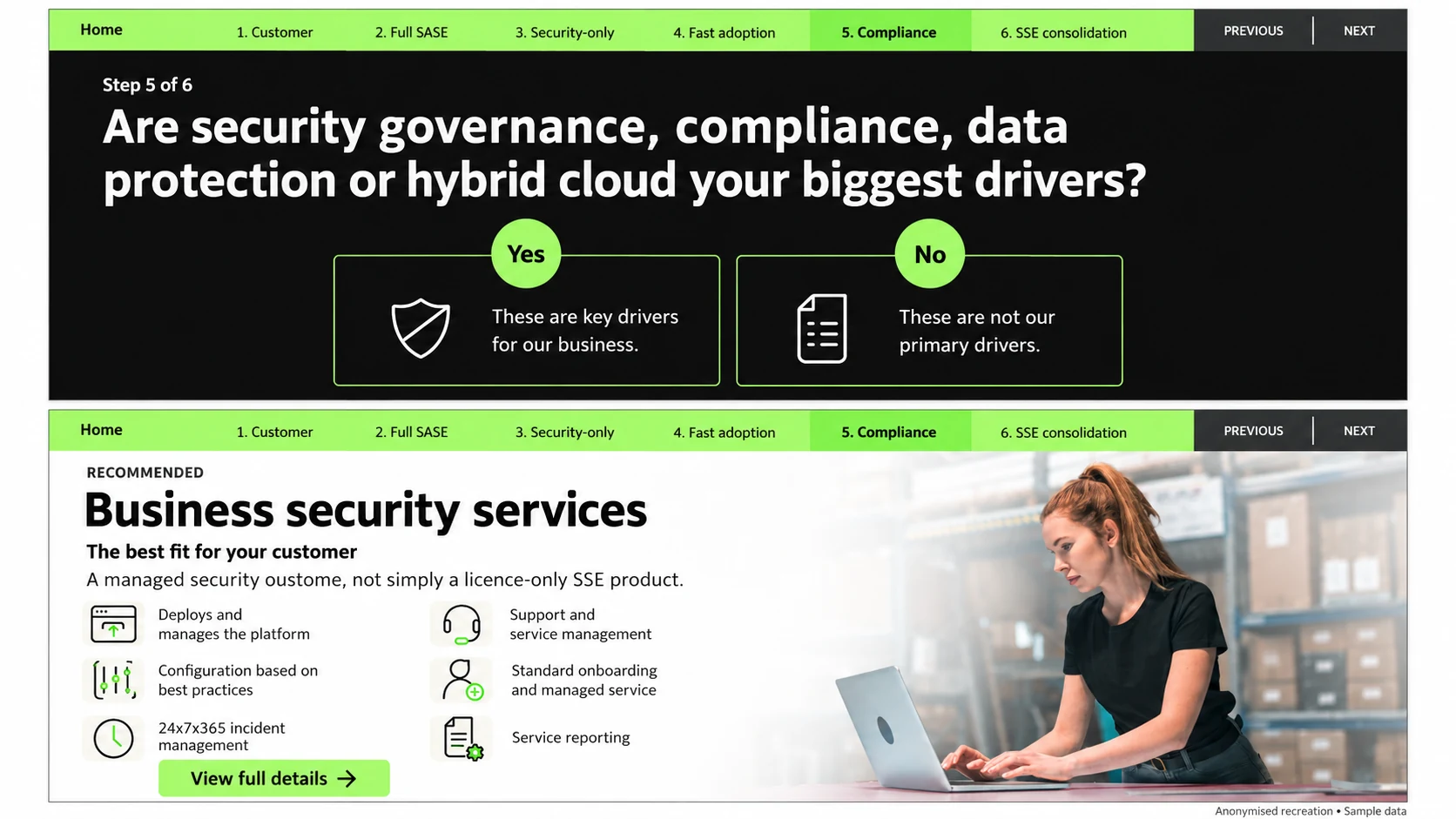 Anonymised Matching SSE and SASE Options to Customer Priorities application screens